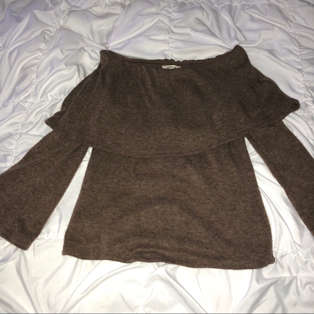 Mocha off shoulder sweater